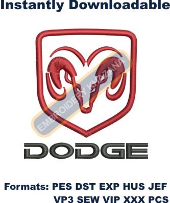 Dodge car logo embroidery design